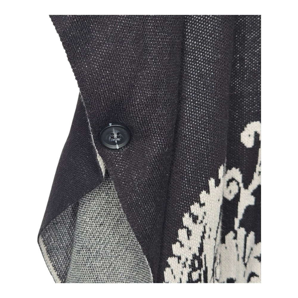 Beautiful By Lawrence Zarian Womens Black Paisley Knit Button Poncho XS / Small - Picture 3 of 8